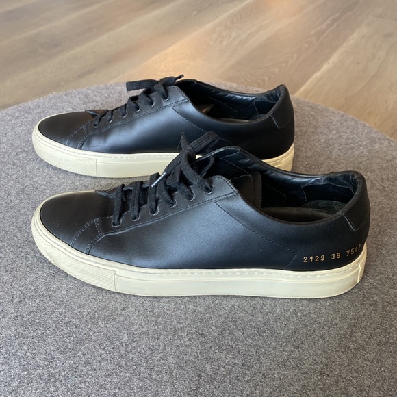 Common Projects Achilles Retro Low Black Leather Sneakers - Picture 4 of 9